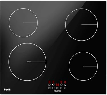 Baridi 60cm Built-In Induction Hob with 4 Cooking Zones, Black Glass, 6800W with 9 Power Settings, Touch Controls & Timer, Hardwired - DH176
