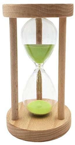Folpus 6/8/12/20/25 Minuten Sanduhr Glas Ei mit Holz, Grün, 6min