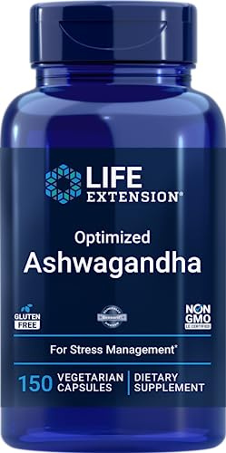 Life Extension Optimized Ashwagandha, 150 Veg Caps - Non-GMO, Gluten Free, Vegetarian Capsules