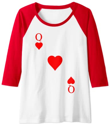 Damen Spielkarte Herz Königin Dame Queen Herzdame Karneval Kostüm Raglan