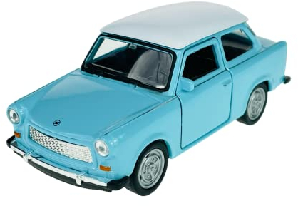 Welly Trabant Trabbi 601 Limousine Blau mit Weißem Dach Ca 1/34-1/39 Metal Modell Auto Die Cast Neu im Kasten