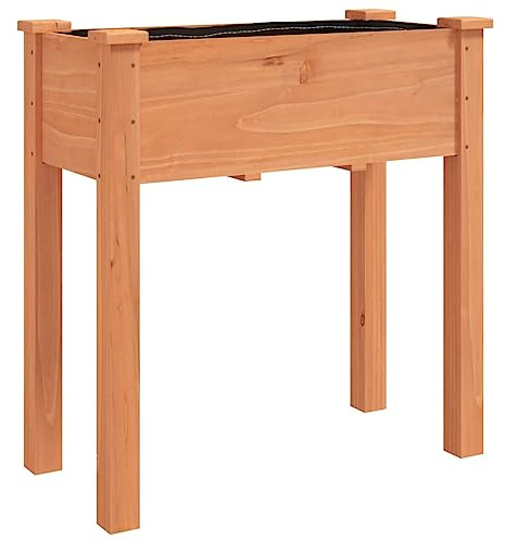 vidaXL Odlingslåda med foder brun 71x37x76 cm massivt granträ