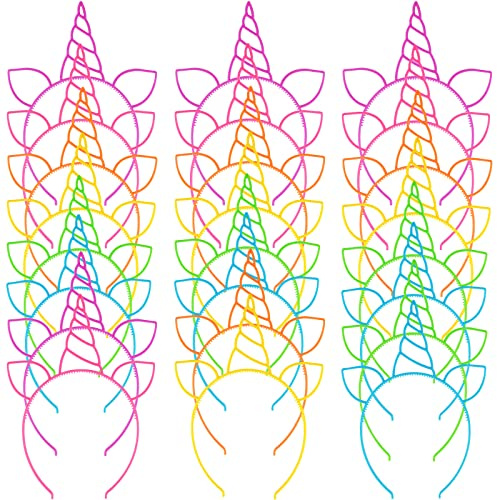 Zddaoole 24 Pcs Unicorn Headbands Unicorn Birthday Party Favors,Plastic Hairbands for Girls,Headware Accessories for Party Supplies Gift,Teens Toddlers Children