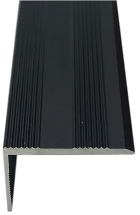 Grandismo® - Stair Edging - Self Adhesive Stick Down - Edge Nosing Tread Strip - Tile/Laminate/Wood Aluminium to Vinyl - Threshold Strip Trim - Black - Extra Long 9ft / 2.7m / 270cm / 2700mm