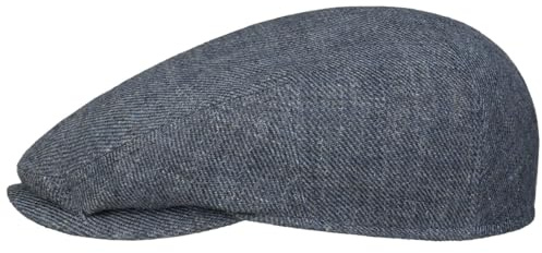 Stetson Kent Inspection Tag Flatcap Melierte Leinen-Schiebermütze Made in Germany Herren Frühjahr Sommer blau-meliert 61 cm