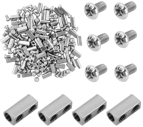 60 Pezzi Morsetto per Fune Metallica, Morsetto Cavo a Fune, Morsetti Serracavo 3mm, Clip per Fune Metalliche, Morsetti per Cavi con Tappo Terminale a Vite Duplex M3/M4 (A)