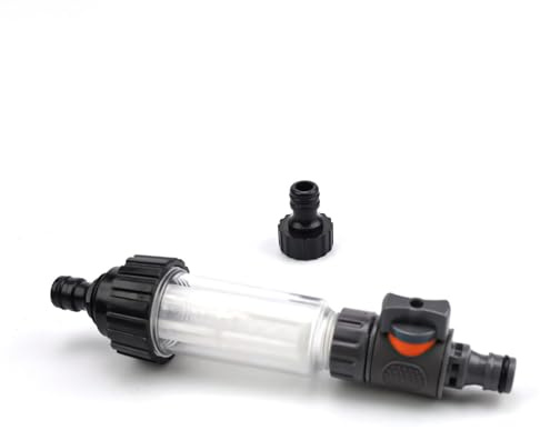 0XBIT Wasserfilter Wohnmobil, 3/4 Zoll Wasserfilter Garten, mit 2 Stück Schlauchverbinder, Wasserfilter Hochdruckreiniger für Hochdruckreiniger, Gartenpumpen, Wohnwagen und Wohnmobile