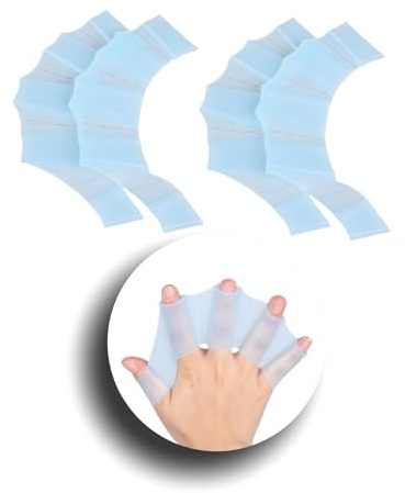 UNIQOCK 2 Pair Silicone Swimming Gloves Swim Flippers Gear Fins Hand Webbed Palm Finger Frog Type Webbed Aquatic Training Water Resistance Fitness Paddle Aerobics Snorkeling for Men Women