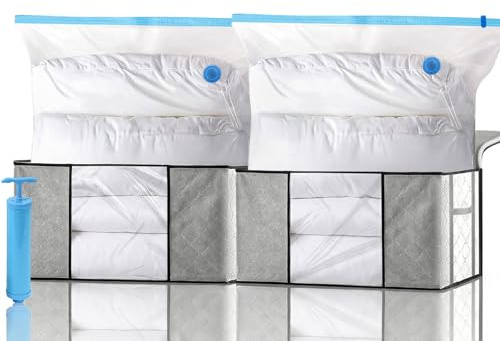 Sac Sous Vide Vetement Aspirateur - Housse Sous Vide pour Couette XXL - sac Rangement Sous Vide Grande Capacité - Housse de Rangement Couette - Kit pour Oreiller et Vêtements - Grand Sac Sous Vide