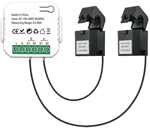 Yuattory Tuya Wifi Compteur D'Énergie Intelligent Système Solaire Photovoltaïque Consommation de Production D'Énergie Compteur de Surveillance Bidirectionnel Moniteur D'Énergie avec 2 CT