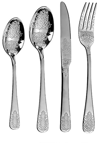 Ensemble d'argenterie en acier inoxydable, 24 pièces dorées pour 6 personnes, y compris couteau, fourchette, cuillère et boîte de rangement rouge, couverts dorés polis miroir, passent au lave-vaissel