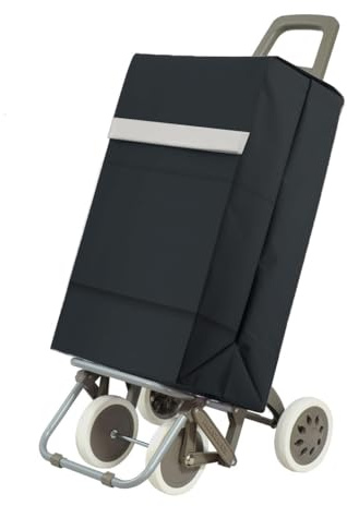 Carro de Compra Plegable Ligero, 100x41x33cm, Capacidad 48 litros, 4 Ruedas, Empaque Cartón Reforzado (Negro)