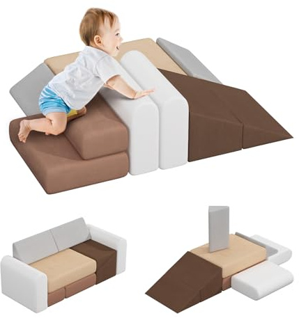 BanaSuper skumbyggstenar för barn, stora byggklossar, EN71-certifierade skumklätterblock, barn Montessori leksak, spelsoffa, tvättbart fodral för inomhusskoj, baby soft playset