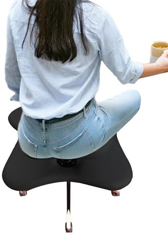 Kniestuhl Aktive Bürostühle Ergonomischer Kniestuhl, Bürostuhl mit gekreuzten Beinen, strapazierfähiger Kniestuhl, Tragkraft 180 kg, höhenverstellbar, 2 Kissen, Yoga-Schreibtisch-Liege, Medi