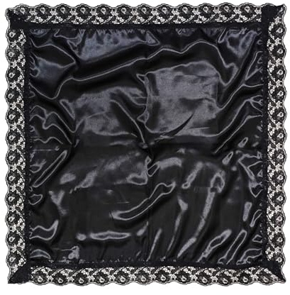 26 lap scarf silk feeling fabric lap scarves with lace trims lap handkerchief lap covers lap skirts for women in church (black)