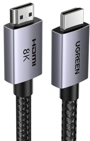 UGREEN 8K Câble HDMI 2.1 10K 8K 60Hz 4K 240Hz Haute Vitesse 48Gbps Cordon HDMI Aluminium DynamicHDR Dolby Atmos HDCP Tressé en Nylon Compatible avec PS5 4 Xbox MacBook Pro Blu Ray HDTV (10M)