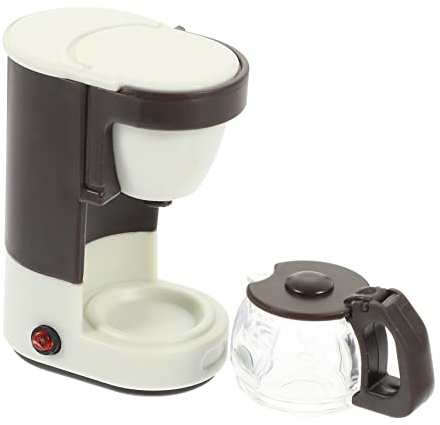 VICASKY Machine À Café Miniature Cafetière Cafetière À Dosettes Accessoires De Maison De Poupée Jouer Accessoires De Cuisine Machine À Café pour Enfants en Plastique Beige