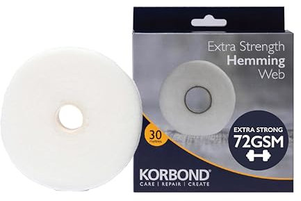 KORBOND Strongest Hemming Tape – 72GSM – 30m x 2cm Hemming Web - Invisible Mending Tape for Fabric - Iron on Hem Tape - NO Sewing Required Adhesive Fabric Tape, Webbing Tape, Hemming Web
