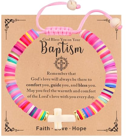 TAGOMEI Baptism Gifts Cross Bracelet for Girl, First Communion Confirmation Religious Christian Gift for Teenage Girls Daughter Granddaughter Niece Sister Teen Girl Gifts Trendy Stuff
