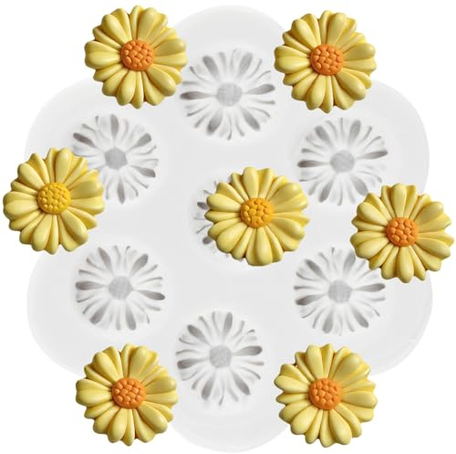 Sijiangmold Stampi in silicone a forma di margherita, piccoli fiori, fondente per torte, decorazione cupcake, topper caramelle, argilla polimerica, pasta di gomma