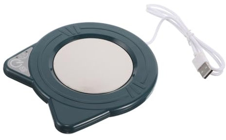 Gatuida Coffee Mug Heating Coaster 55℃ Automatic Temperature Control Cup Warmer Ceramic Heating Pad for Desk Use, Portable USB Coffee Cup Heater for Hot Drinks and Milk Tea, Green Cat Design