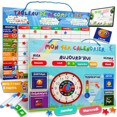 MEIGAH Tableau de Recompense Enfant + Calendrier Éducatif – Autonomie, Routines & Comportement Positif – 160 Magnets & 300 Étoiles - Organisation, Confiance en soi & Apprentissage ludique