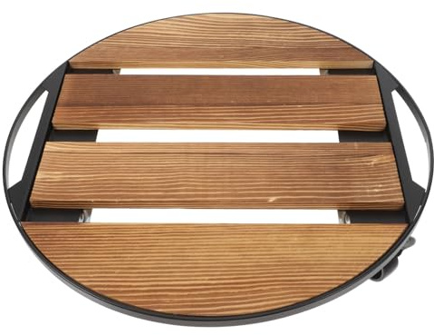 Gatuida Support de Jardinière Mobile Bois Plateau Rond Roulant pour Pots de Fleurs Chariot Robuste Intérieur Extérieur