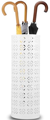 Metal Umbrella Stand Housewares Umbrella Stands Metal Mesh Umbrellas Holder Waterproof Rainshade Storage Rack 16.5 x 6 x 6 inch Indoor Walking Stick Holder for Home Porch Decor Rack(white,15 * 42cm)