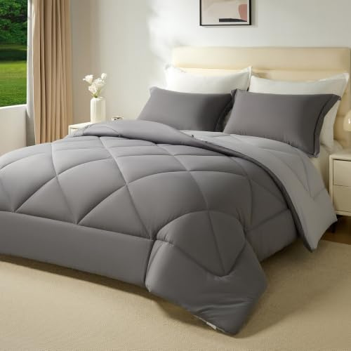 beeweed Bettdecke 135x200 Winter Warm Winterbettdecke 135 x 200 Wende-Steppdecke Oeko-TEX Zertifiziert 400GSM Füllung 4 Jahreszeiten Bettdecke Duvet Weiche Mikrofaser Schlafdecke mit Kissenbezüge