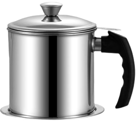 Alipis Aceitera de Acero Inoxidable con Filtro y Tapa Recipiente Versátil para Almacenamiento y Filtrado de Aceite de Cocina Diseño Ergonómico y Fácil Limpieza para Uso Doméstico