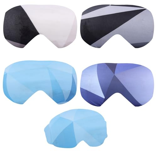 Sinbana 4pcs Ski Snowboard Goggle Cover Sleeves, 4 Patterns Polyester Ski Goggle Lens Cover Protectors for Adults Kids Travel Storage Accessories Scratch-Resistant & Dust-Resistant