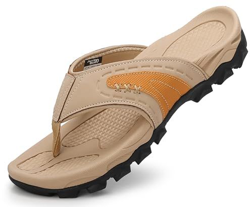ARRIGO BELLO Chanclas Hombre Deportivo Sandalias Verano Antideslizante Flip Flops Playa Piscina Zapatillas para Exterior,Senderismo Tallas 41-46(Caqui,43)