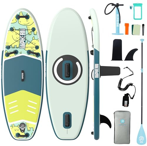 Niphean Tabla Paddle Surf Hinchable con Accesorios 230cm Sup | Tabla Paddle Surf Rígida, Antideslizante, Kit Reparación, Principiantes, Yoga
