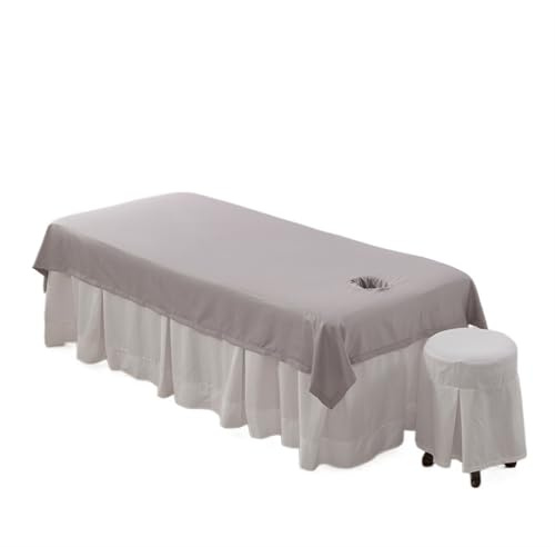 Copri Lettino Da Massaggio Lenzuola for massaggi for saloni di bellezza, morbide, spa, clubhouse, dedicate, traspiranti, con fori, lenzuolo piatto, coprimaterasso(Gray,230x118cm with hole)
