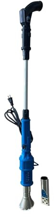 Désherbant à air chaud portable 3 en 1, brûleur thermique électrique de 2000 W avec double chaleur de 80 à 650 °C et 2 buses, température maximale de 650 °C, for jardin, terrasse, allée(Blue)