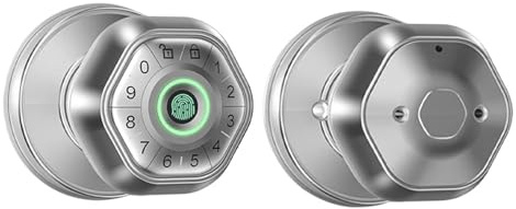Smart Lock, Smart Fingerprint Door Lock Electronic Lock Round Knob With Password/Key/APP Unlock(Bianco)