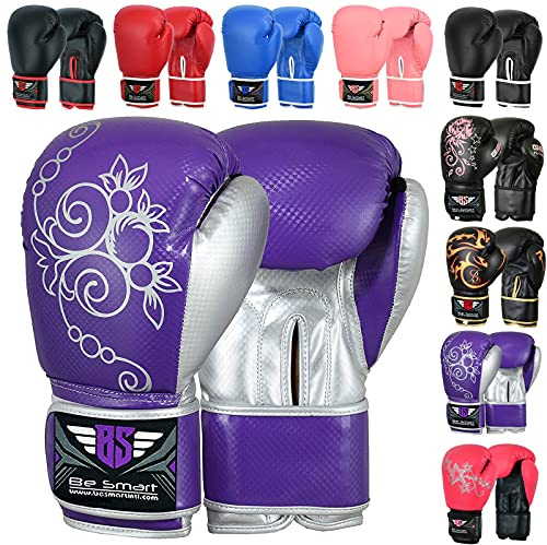BeSmart Kids Boxing Gloves Junior Mitts 4oz, 6oz Punch Bag Children MMA Youth P (Purple, 4 Oz)