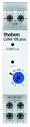 Theben 1080910 Luna 108 Plus AL - Interruttore crepuscolare analogico con sensore di luce esterno, sensore crepuscolare, sensore di luminosità