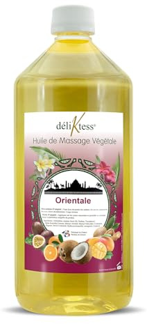 déliktess® - Huile de massage végétale - 19 parfums au choix- 200ml ou 1 litre - Naturelle et fabriquée en France - pour modelage professionnel (Orientale)