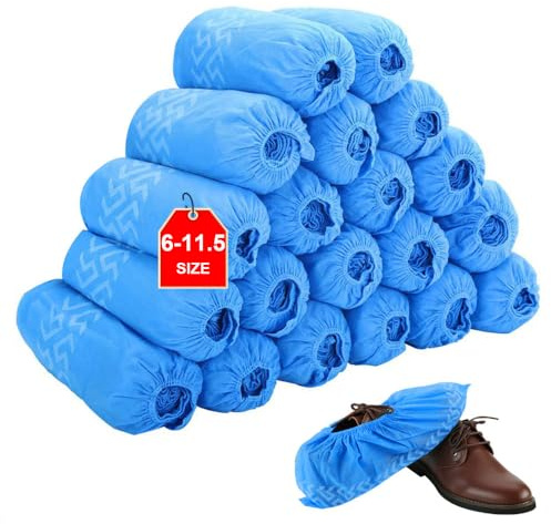Tomus-UNI Shoe Covers Disposable 200 Pack (100 Pairs) | Non-Slip, Durable, Indoor | Protect Your Home, Floors and Shoes