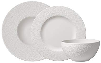 Villeroy & Boch - Manufacture Starter Set 6 Pezzi Bianco, Lavabile in Lavastoviglie, Adatto per Microonde, Piatti Ardesia, Scodella, Servizio, Set di Stoviglie, Porcellana Premium