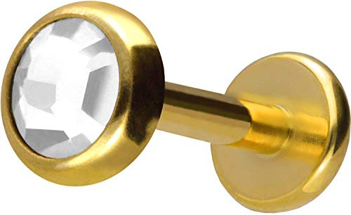 PIERCINGLINE Titan Labret Stecker Innengewinde | KRISTALL DISC | Piercing Ohr Lippe Nase | Farb- und Größenauswahl