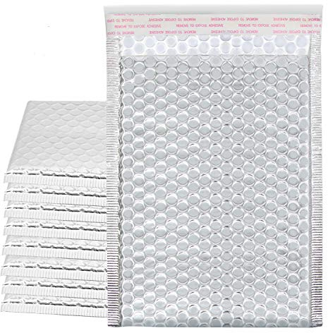 KEILEOHO 75 Pack 6x9 Inch Metallic Bubble Mailers, Silver Padded Mailing Envelopes, Foil Self Seal Shipping Bags for Mailing, packing.