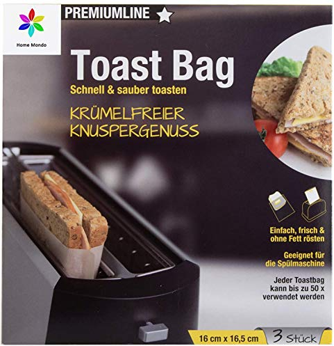 Sunmondo Lot de 6 sacs à toast - Le sac en papier sulfurisé pour le grille-pain - Passe au lave-vaisselle - Utilisable jusqu'à 50 fois