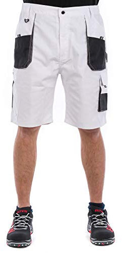 JM Workwear Kurze Arbeitshose Sicherheitshose Schutzhose Hose NEU Weiss (62)