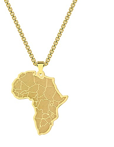 Chereda Halskette mit afrikanischem Anhänger aus Edelstahl für Herren, Geburtstagsgeschenk