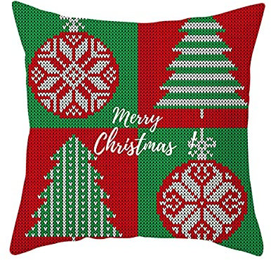 Kissenbezug Deko, Weihnachten Weinachten Deko Kissenbezug Baum Ball Schneeflocke Gitter Polyester Weihnachtsschmuck fürs Wohnzimmer 40X40CM