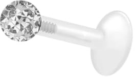 PIERCINGLINE PTFE Labret mit Innengewinde + Titan Aufsatz mit Epoxy Kugel kristallklar Piercing Ohr Helix Lippe