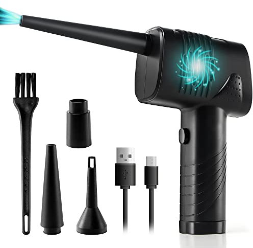 PINBOL Compressed Air Duster, Cordless Air Duster 33000 RPM Fast Cleaning Dust 6000mAh Electric Reusable Dust Destroyer for Computer Keyboard Car Pet House No Gas Portable Air Duster Replaces Air Cans