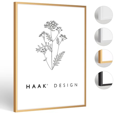 HaakDesign schmaler Bilderrahmen Alena Aluminium Alubilderrahmen 28 x 35 cm Gold Fotorahmen, Geschenkidee